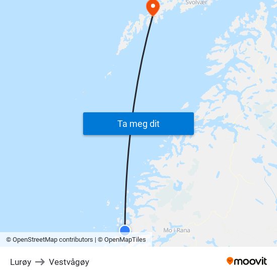 Lurøy to Vestvågøy map