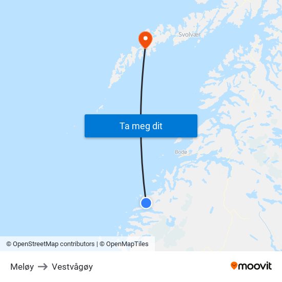 Meløy to Vestvågøy map
