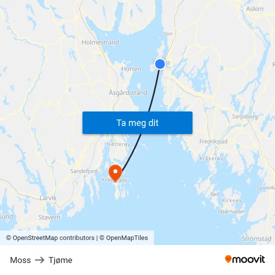 Moss to Tjøme map
