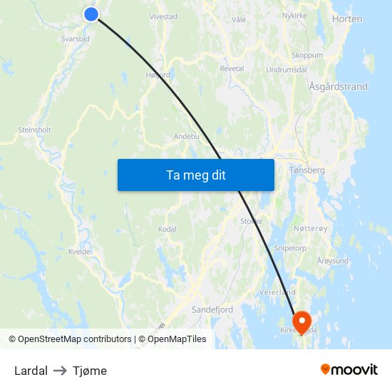 Lardal to Tjøme map