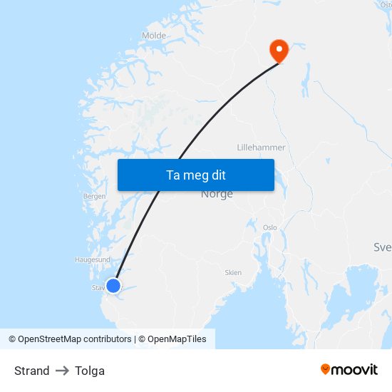 Strand to Tolga map