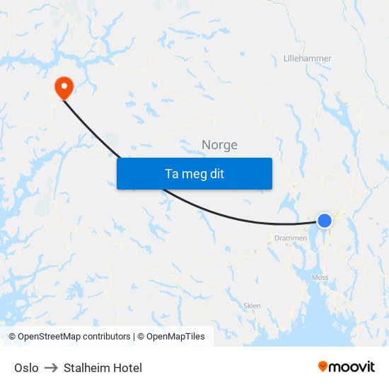 Oslo to Stalheim Hotel map
