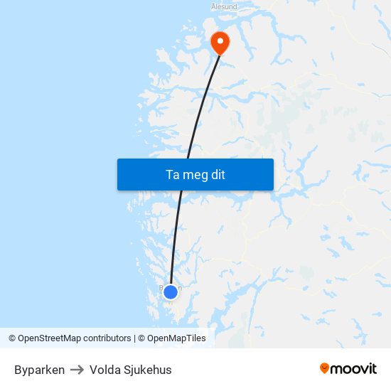 Byparken to Volda Sjukehus map