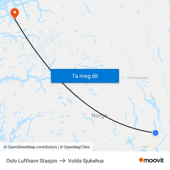 Oslo Lufthavn Stasjon to Volda Sjukehus map