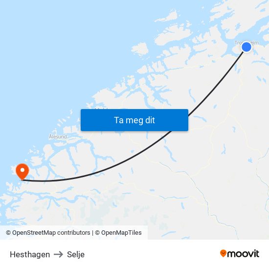 Hesthagen to Selje map