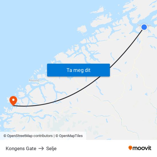 Kongens Gate to Selje map