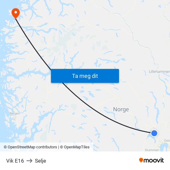 Vik E16 to Selje map