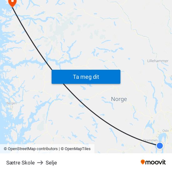 Sætre Skole to Selje map