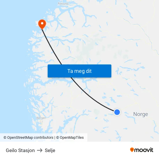 Geilo Stasjon to Selje map