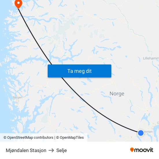Mjøndalen Stasjon to Selje map