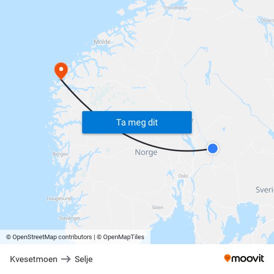 Kvesetmoen to Selje map