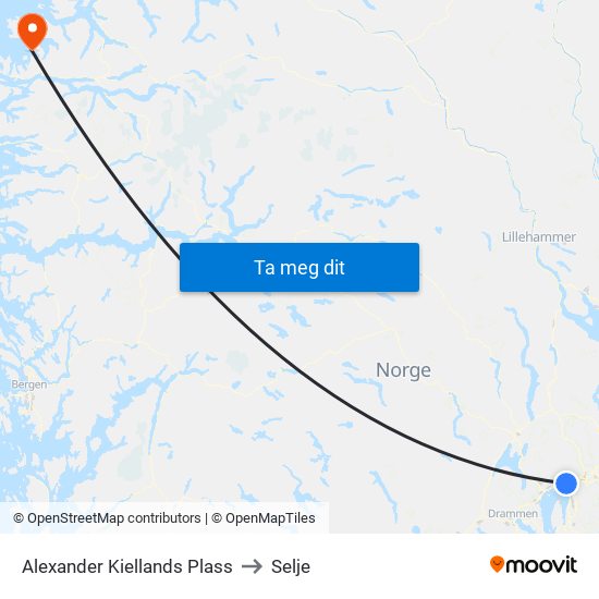 Alexander Kiellands Plass to Selje map