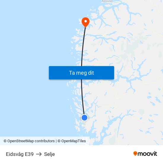 Eidsvåg E39 to Selje map