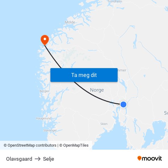 Olavsgaard to Selje map