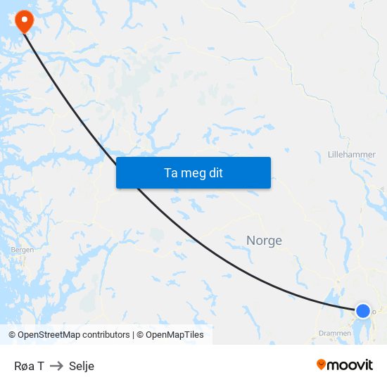 Røa T to Selje map