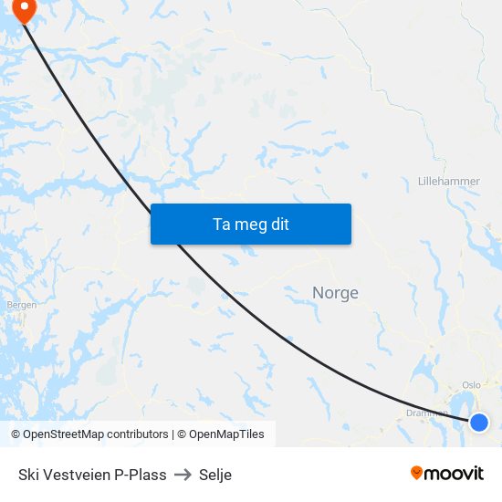 Ski Vestveien P-Plass to Selje map