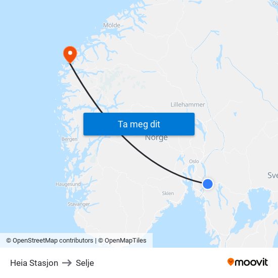 Heia Stasjon to Selje map