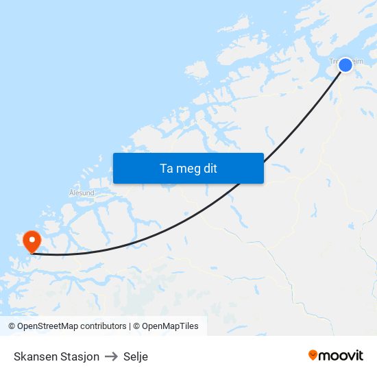 Skansen Stasjon to Selje map