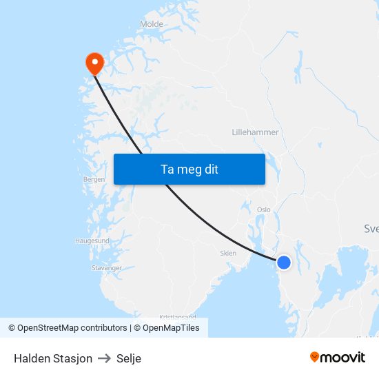 Halden Stasjon to Selje map