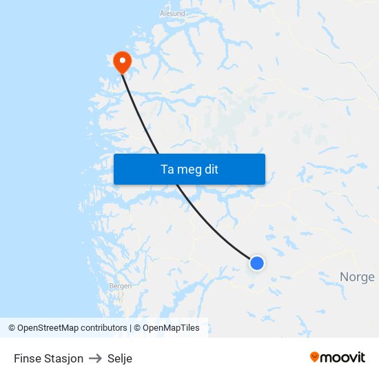 Finse Stasjon to Selje map
