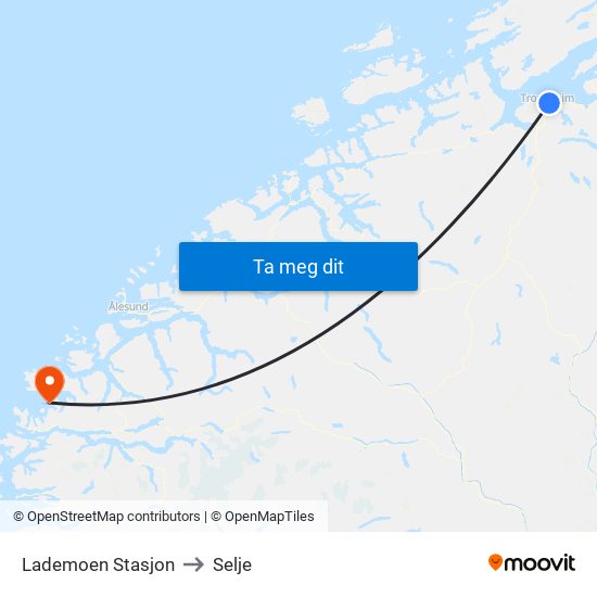 Lademoen Stasjon to Selje map