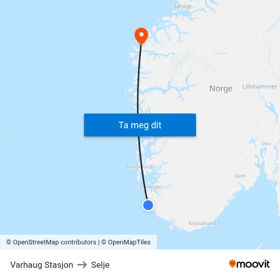 Varhaug Stasjon to Selje map