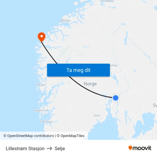 Lillestrøm Stasjon to Selje map