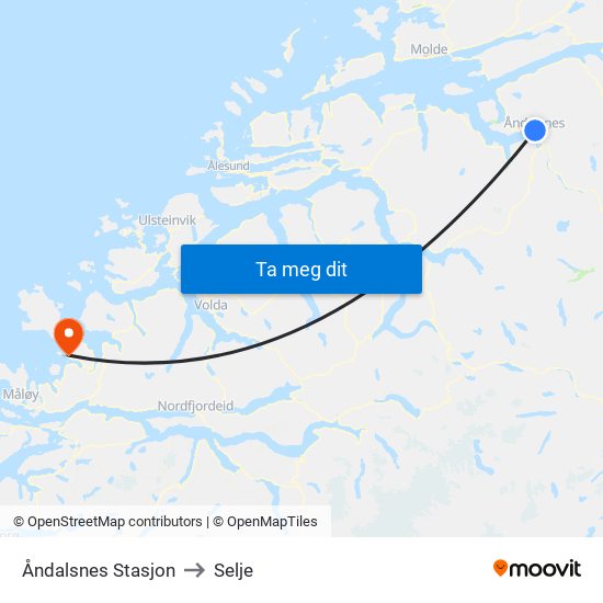 Åndalsnes Stasjon to Selje map