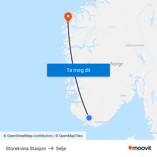 Storekvina Stasjon to Selje map