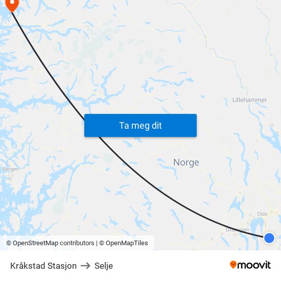 Kråkstad Stasjon to Selje map