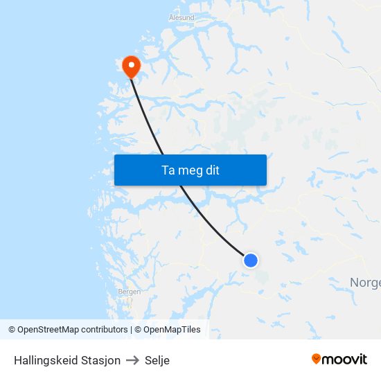 Hallingskeid Stasjon to Selje map