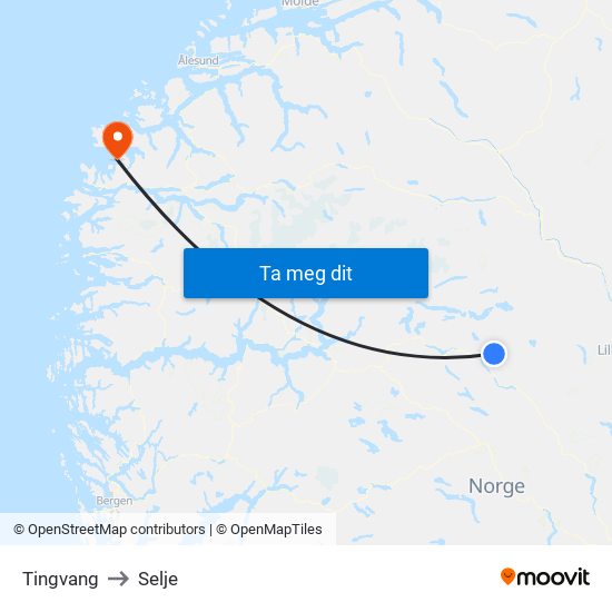 Tingvang to Selje map