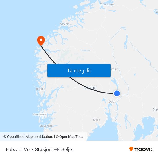 Eidsvoll Verk Stasjon to Selje map