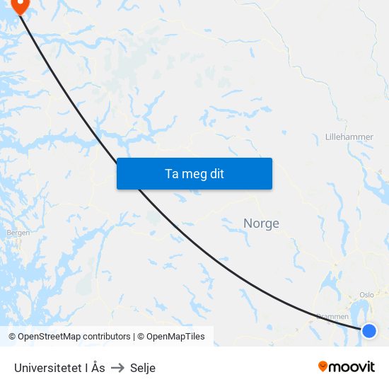 Universitetet I Ås to Selje map