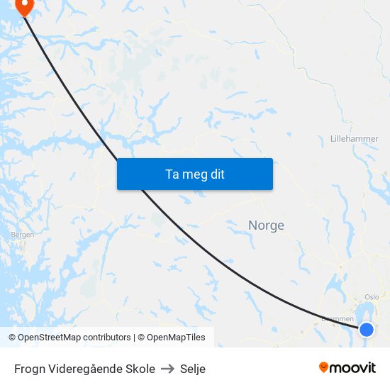 Frogn Videregående Skole to Selje map