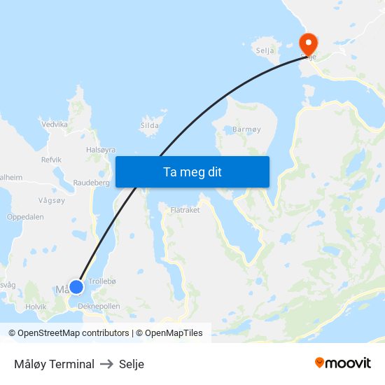 Måløy Terminal to Selje map