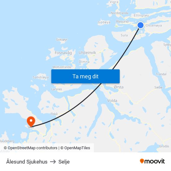 Ålesund Sjukehus to Selje map