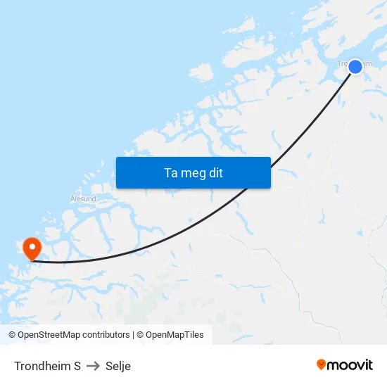 Trondheim S to Selje map