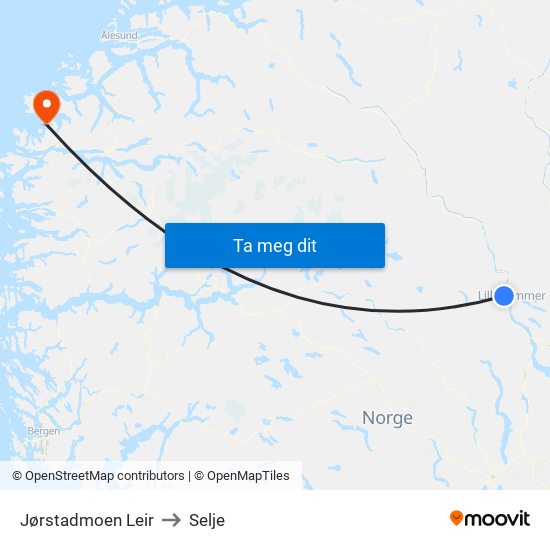 Jørstadmoen Leir to Selje map