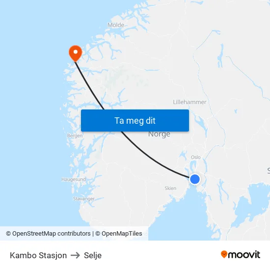 Kambo Stasjon to Selje map