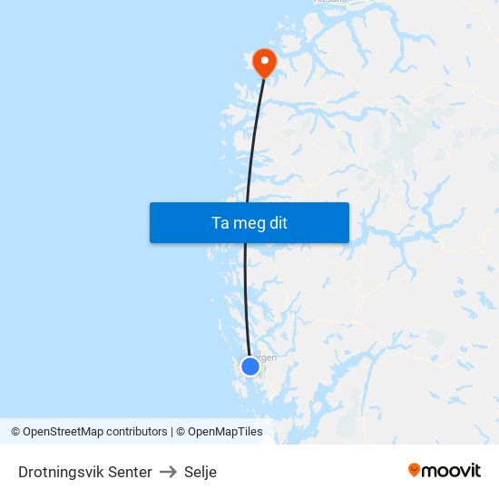 Drotningsvik Senter to Selje map