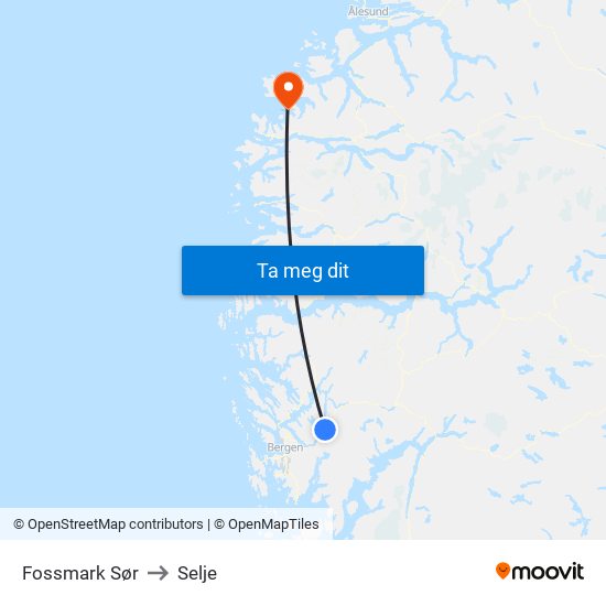 Fossmark Sør to Selje map