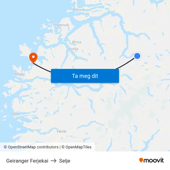 Geiranger Ferjekai to Selje map