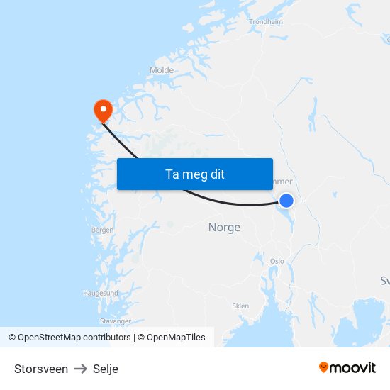 Storsveen to Selje map