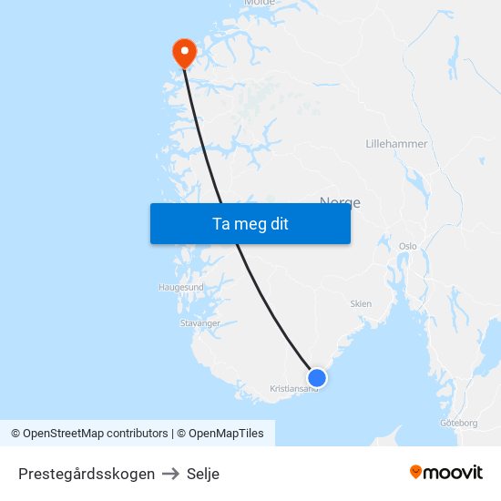 Prestegårdsskogen to Selje map