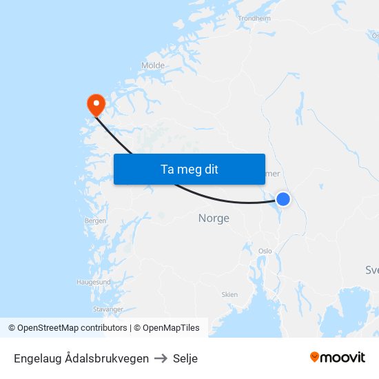 Engelaug Ådalsbrukvegen to Selje map