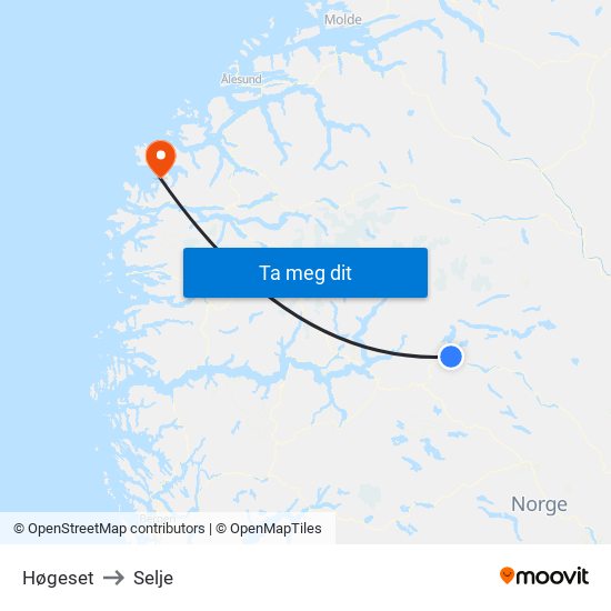 Høgeset to Selje map