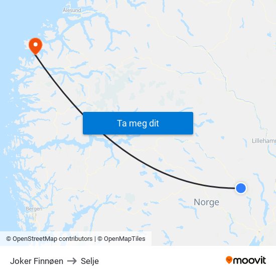 Joker Finnøen to Selje map