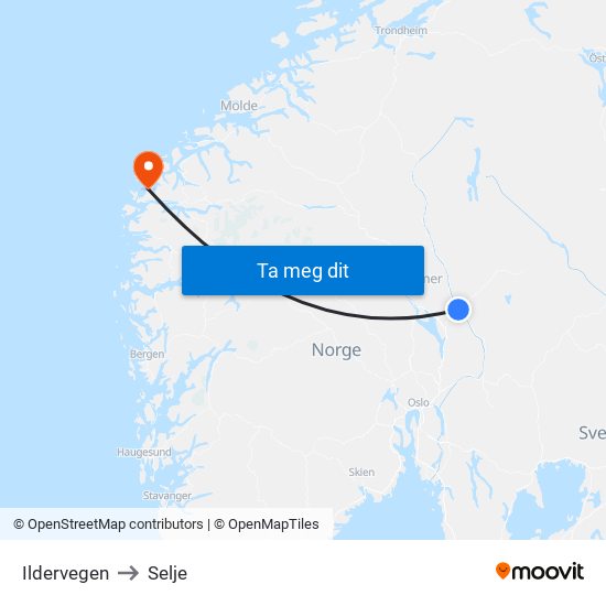 Ildervegen to Selje map