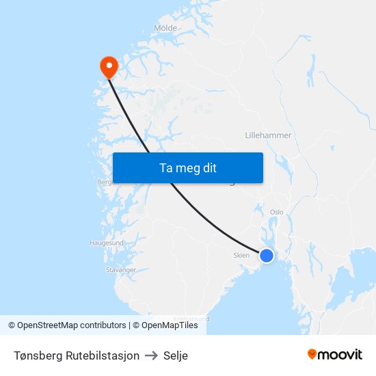 Tønsberg Rutebilstasjon to Selje map